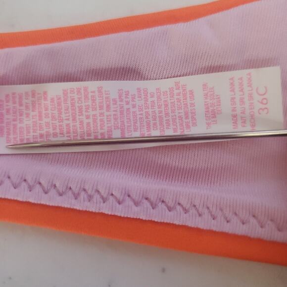 Y2K VICTORIA'S SECRET Sexy Push Up Bikini ORANGE PINK Halter Top 36C - Picture 7 of 8